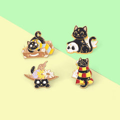 Dark Starry Sky Cat Brooch For Men