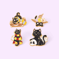 Dark Starry Sky Cat Brooch For Men