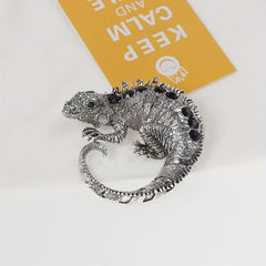 Rhinestone Chameleon Lizard Brooch for Men and Women