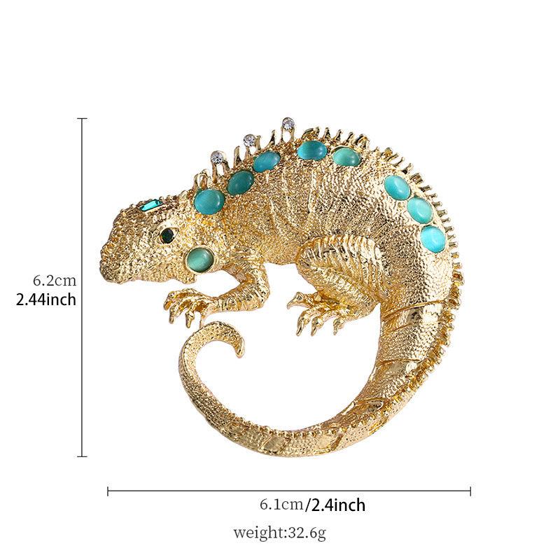 Rhinestone Chameleon Lizard Brooch for Men and Women