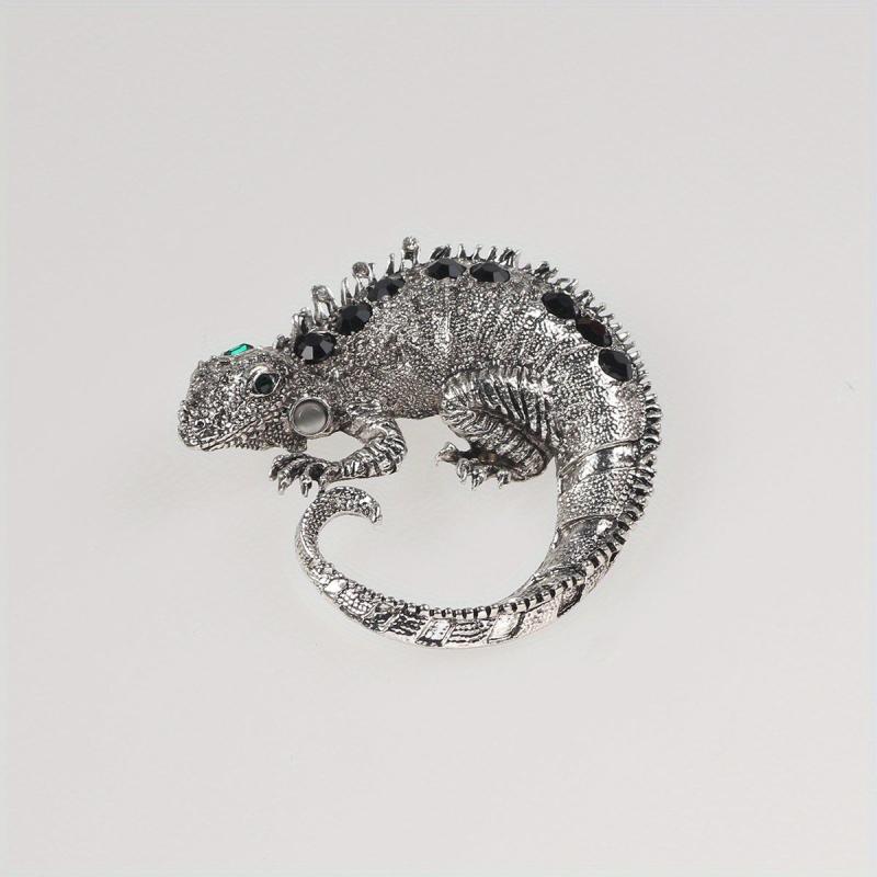 Rhinestone Chameleon Lizard Brooch for Men and Women