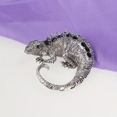 Rhinestone Chameleon Lizard Brooch for Men and Women