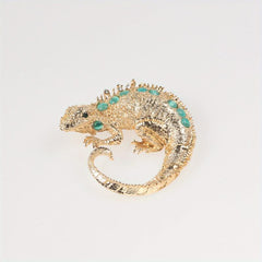 Rhinestone Chameleon Lizard Brooch for Men and Women