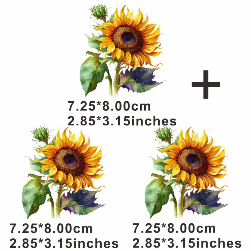 Sunflower Big Flowers Painting Heat Transfer Sticker for DIY Clothing T Shirts