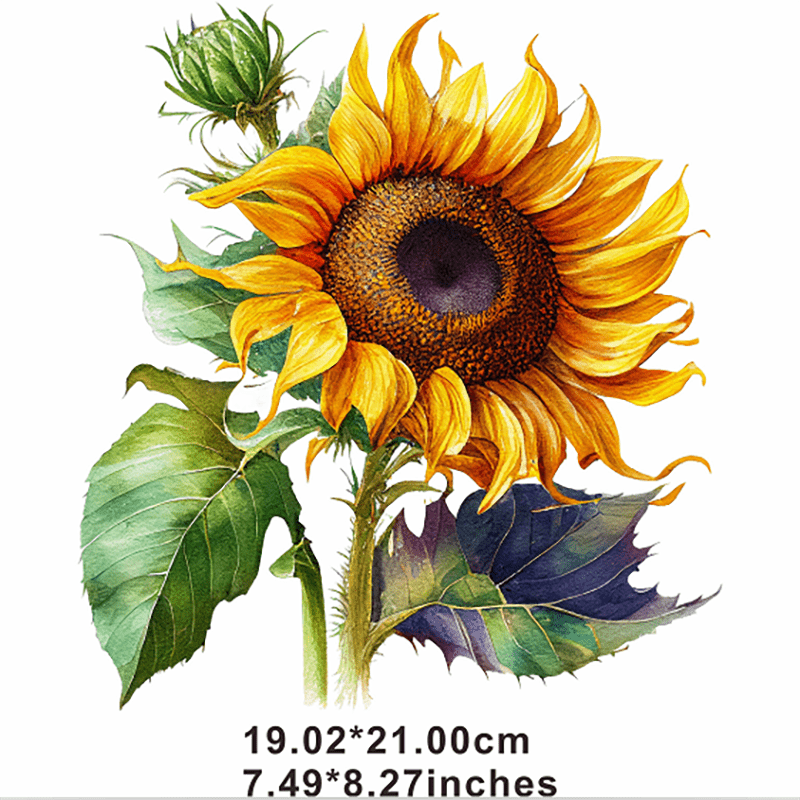 Sunflower Big Flowers Painting Heat Transfer Sticker for DIY Clothing T Shirts