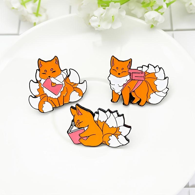 Fox Pattern Brooch for Backpack Jeans