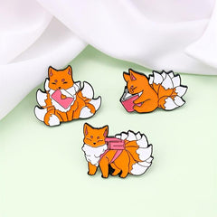 Fox Pattern Brooch for Backpack Jeans