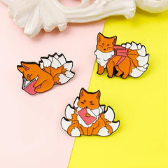 Fox Pattern Brooch for Backpack Jeans
