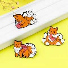 Fox Pattern Brooch for Backpack Jeans