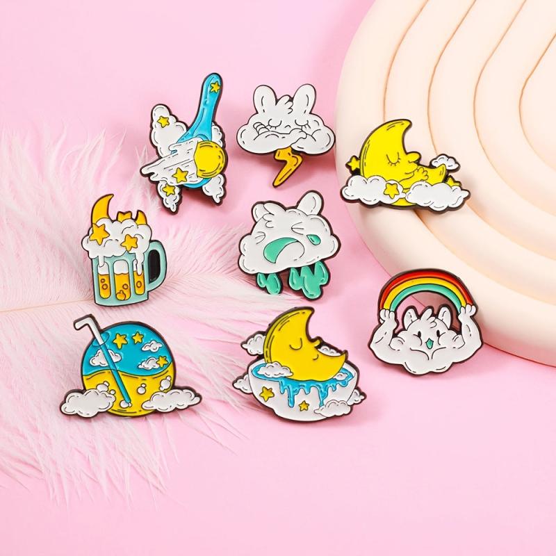 8 Styles Anime Moon Starry Clouds Brooch Pin Birthday
