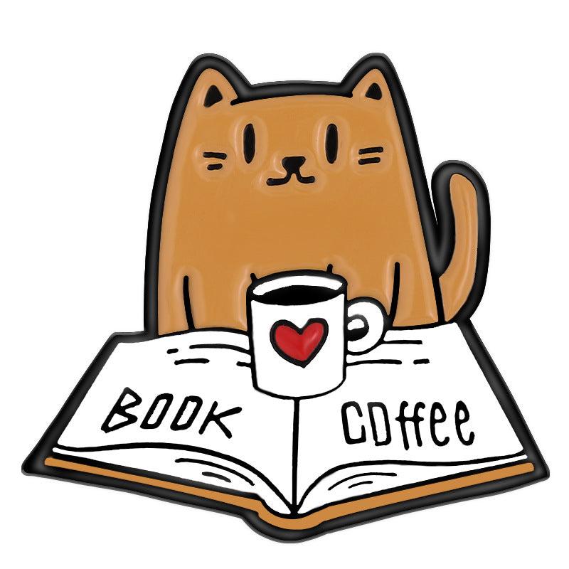 Reading Cat Lazy Brooch