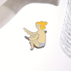 Angry Leg Hair Pins Ginger Girl Brooches Backpack Hat Brooch