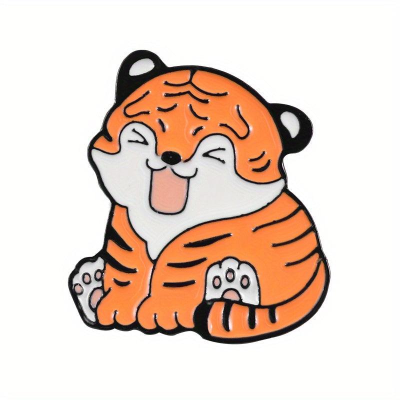 Chinese Style Tiger Brooch Pin Big Orange Cat Brooch Tiger Pattern Badge