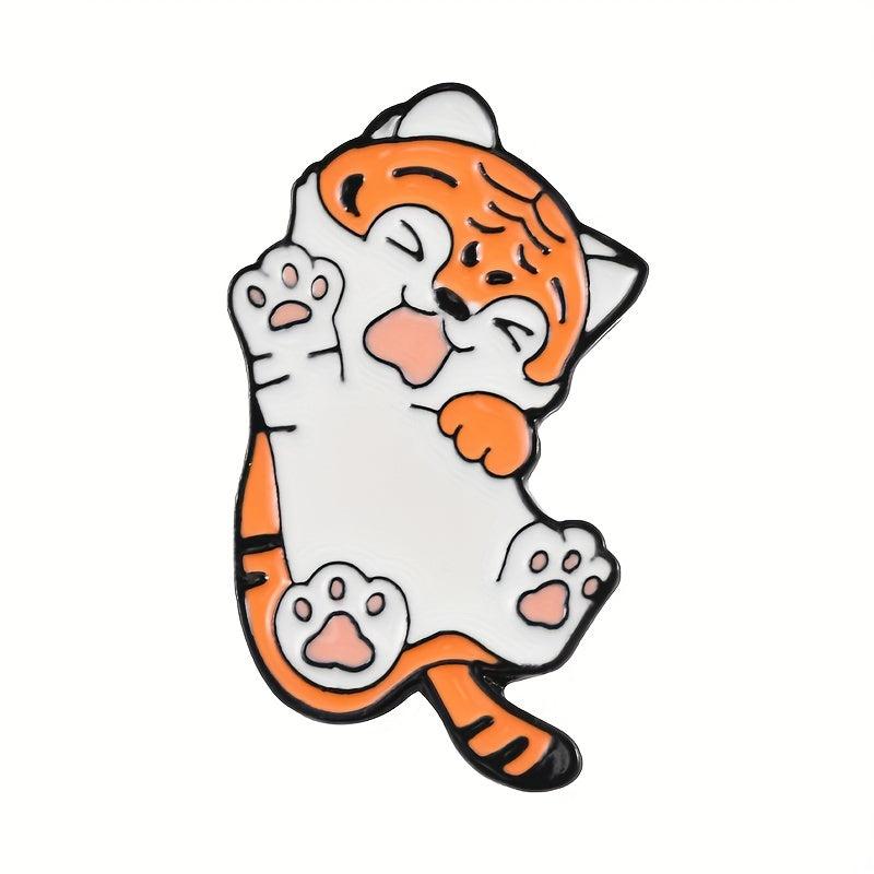 Chinese Style Tiger Brooch Pin Big Orange Cat Brooch Tiger Pattern Badge