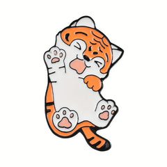 Chinese Style Tiger Brooch Pin Big Orange Cat Brooch Tiger Pattern Badge