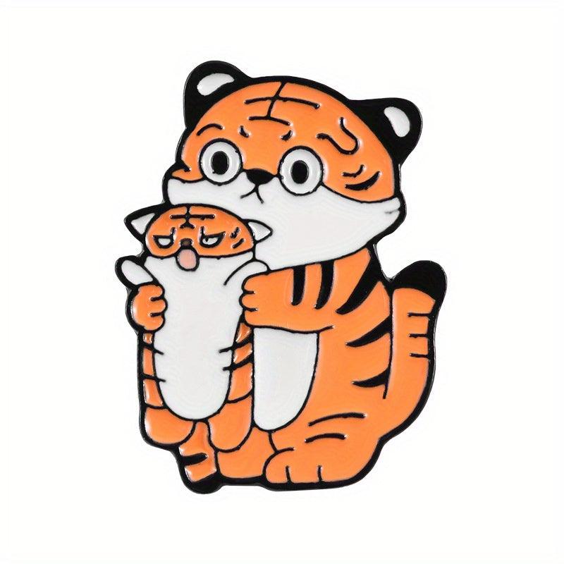 Chinese Style Tiger Brooch Pin Big Orange Cat Brooch Tiger Pattern Badge