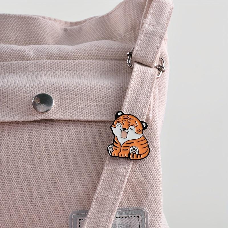 Chinese Style Tiger Brooch Pin Big Orange Cat Brooch Tiger Pattern Badge