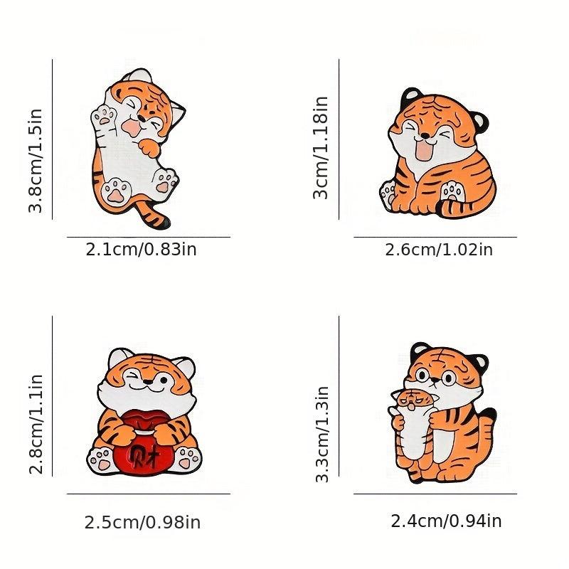 Chinese Style Tiger Brooch Pin Big Orange Cat Brooch Tiger Pattern Badge