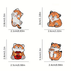Chinese Style Tiger Brooch Pin Big Orange Cat Brooch Tiger Pattern Badge