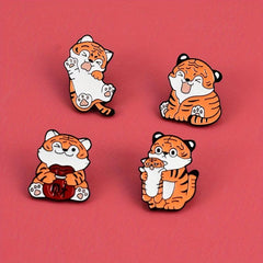 Chinese Style Tiger Brooch Pin Big Orange Cat Brooch Tiger Pattern Badge