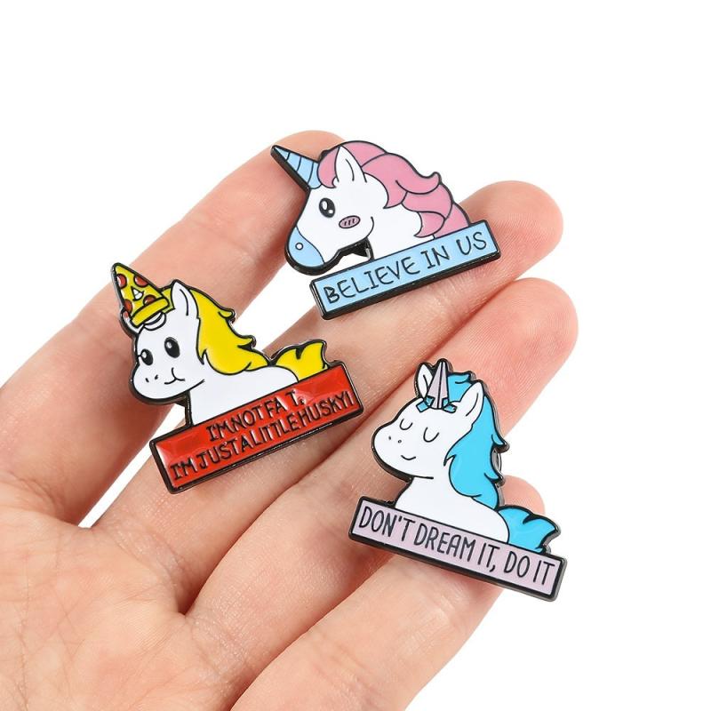 Creative Unicorn Brooch Set Children's Rainbow Accessory
