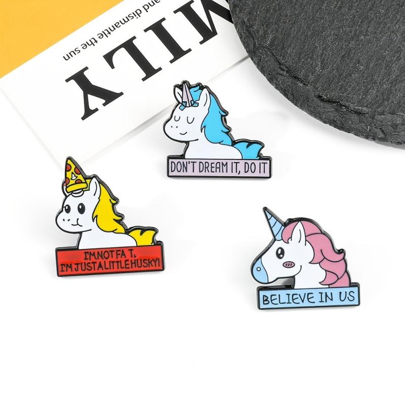 Creative Unicorn Brooch Set Children's Rainbow Accessory