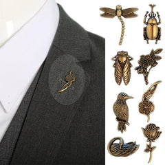 Insect Flower Brooch Retro Collar Pin Men's Business Suit Pin