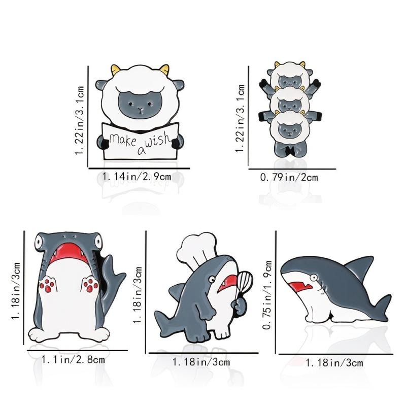 Sheep & Shark Brooch Pin Christmas