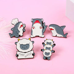 Sheep & Shark Brooch Pin Christmas