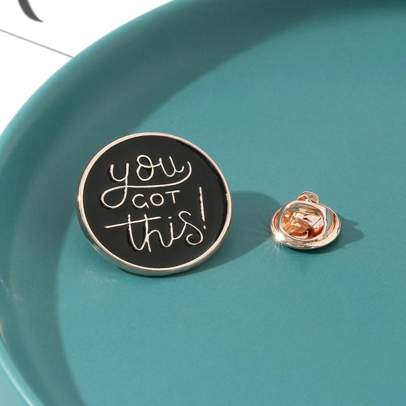 English Letter Round Oil Drip Brooch