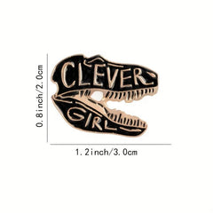 Jurassic T-Rex Skull Brooch Clever Girl Dinosaur Skeleton Pin