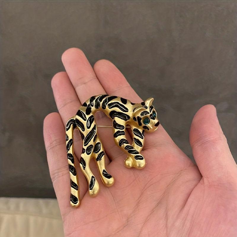 Tiger Brooches Red Enamel Animal Party Brooch Pin For Bag Clothes