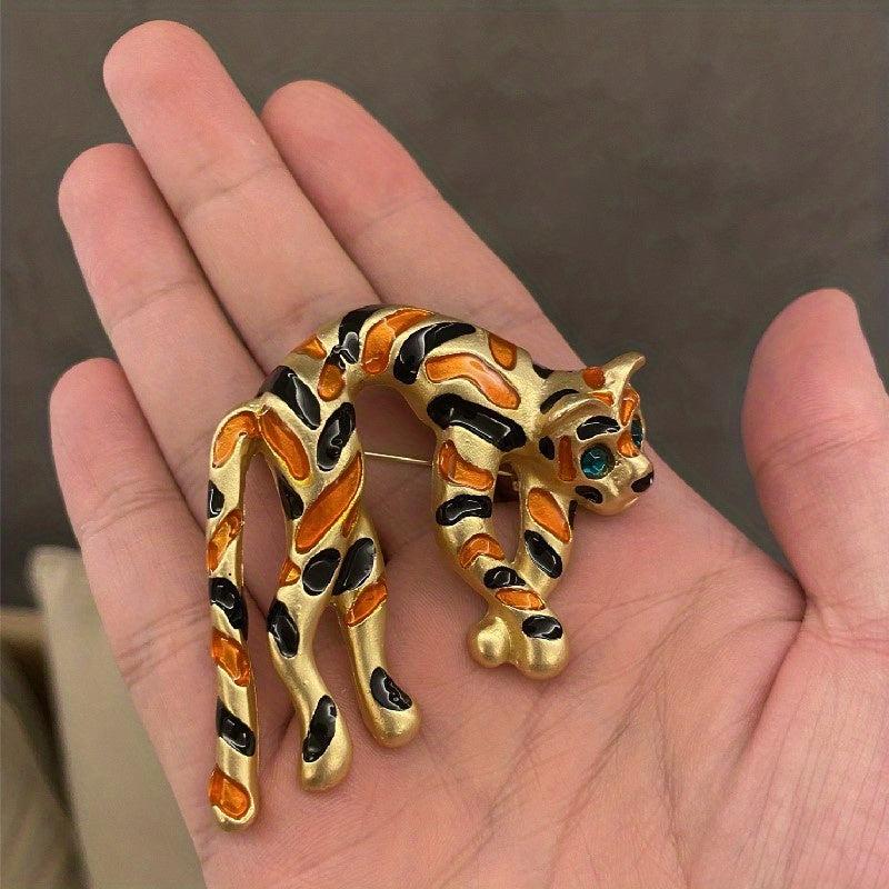 Tiger Brooches Red Enamel Animal Party Brooch Pin For Bag Clothes