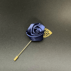 Men's Golden Leaf Rose Flower Brooch Corsage