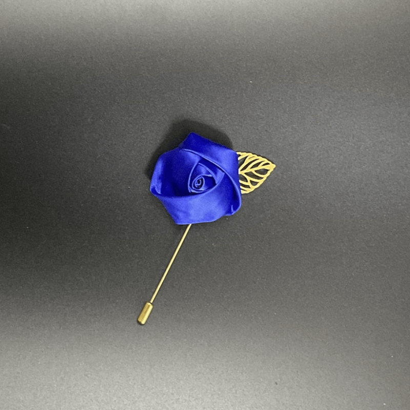 Men's Golden Leaf Rose Flower Brooch Corsage