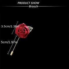 Men's Golden Leaf Rose Flower Brooch Corsage