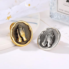 Vintage Mother Of God Prayer Hand Pin