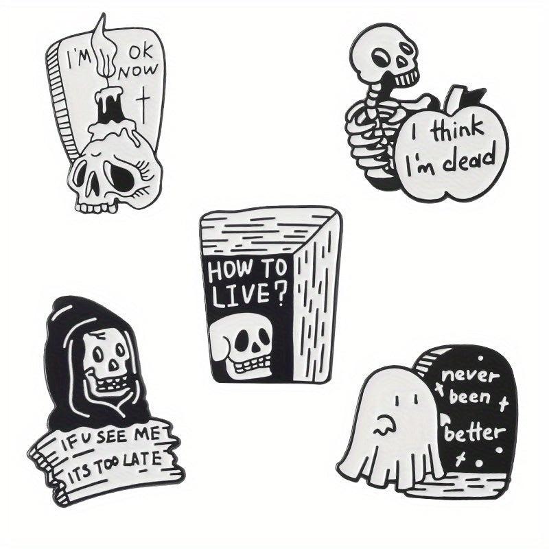 20pcs Halloween Enamel Pin Ghost Punk Bone Goth Brooches Backpack