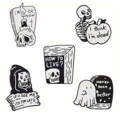 20pcs Halloween Enamel Pin Ghost Punk Bone Goth Brooches Backpack