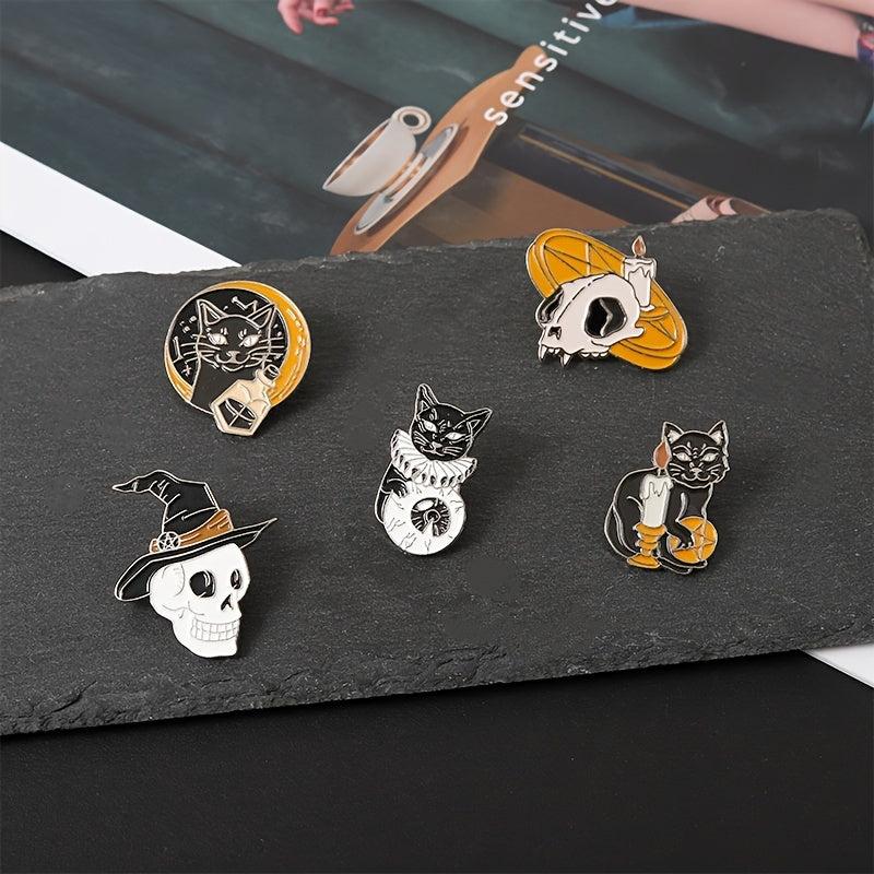 20pcs Halloween Enamel Pin Ghost Punk Bone Goth Brooches Backpack