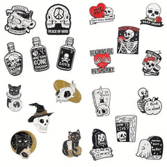 20pcs Halloween Enamel Pin Ghost Punk Bone Goth Brooches Backpack
