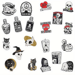 20pcs Halloween Enamel Pin Ghost Punk Bone Goth Brooches Backpack