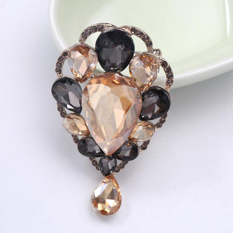 Men's Iridescent Glass Water Drop Charm Brooch Cufflinks