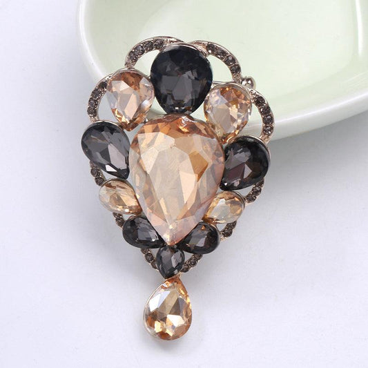Men's Iridescent Glass Water Drop Charm Brooch Cufflinks