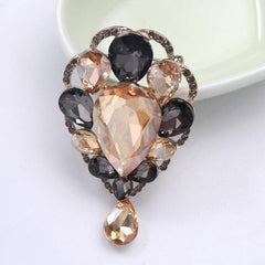 Men's Iridescent Glass Water Drop Charm Brooch Cufflinks