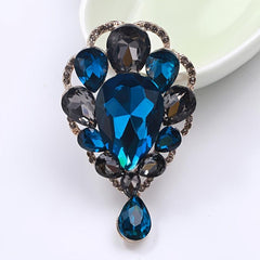 Men's Iridescent Glass Water Drop Charm Brooch Cufflinks