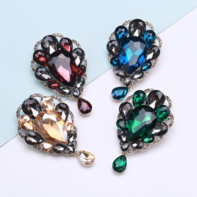 Men's Iridescent Glass Water Drop Charm Brooch Cufflinks