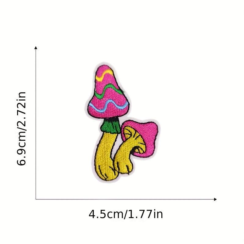 8PCS Mushroom Embroidered Patches Colorful Boho Accessories For Clothing