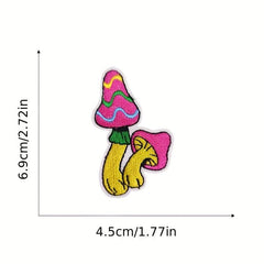 8PCS Mushroom Embroidered Patches Colorful Boho Accessories For Clothing