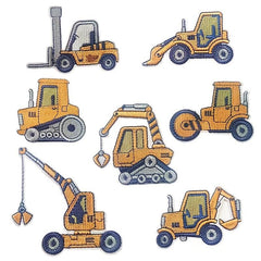 7pc Boys Cartoon Truck Excavator Embroidery Patches DIY Decorative Accessories